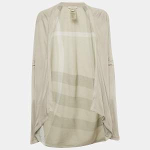 Pre Owned Burberry Brit Beige Jersey Open Front Cardigan XS