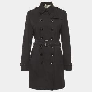 مملوكة مسبقًا Burberry Brit Black Gabardine Belted Trench Coat M