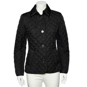 Burberry Brit Black Diamond Quilted Button Front Jacket S