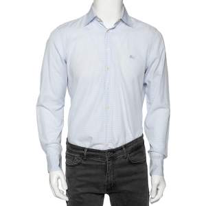 Burberry Brit Blue Checkered Cotton Button Front Shirt M