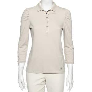 Burberry Brit Beige Cotton Pique Puff Long Sleeve Polo T-Shirt M