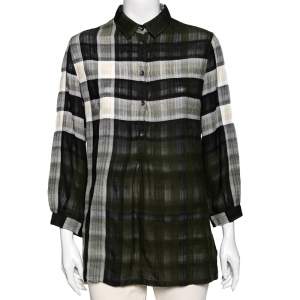Burberry Brit Green Checkered Cotton Shirt M