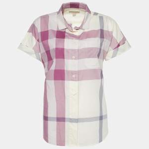 Burberry Brit Mauve Exploded Check Print Cotton Button Front Shirt S