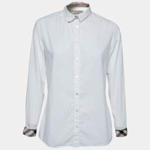 Burberry Brit White Cotton Check Trimmed Button Front Shirt M
