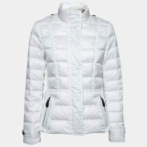 Burberry Brit White Quilted Down Synthetic Puffer Jacket S