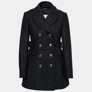 Burberry Brit Black Wool Double Breasted Coat S