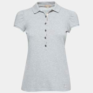 Burberry Brit Grey Cotton Puff Sleeve Polo T-Shirt S