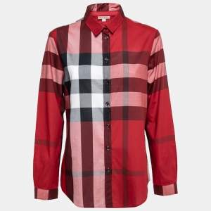 Burberry Brit Red Novacheck Cotton Button Front Shirt M