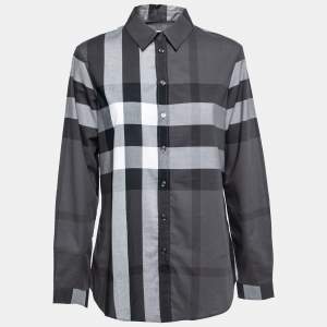 Burberry Brit Grey Novacheck Cotton Button Front Shirt M