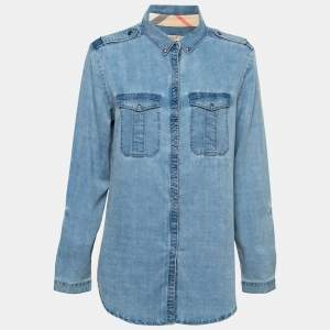 Burberry Brit Blue Lightweight Denim Button Front Shirt M