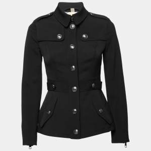 Burberry Brit Black Wool Pleated Peplum Jacket S