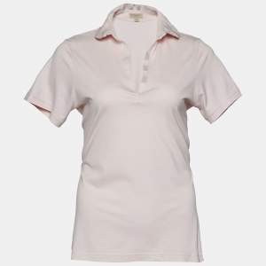 Burberry Brit Light Pink Cotton Checked Collar Polo T-Shirt M