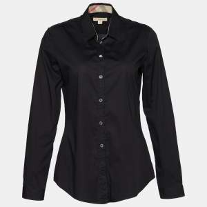 Pre Owned Burberry Brit Black Stretch Cotton Long Sleeve Shirt S
