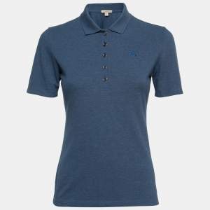 Pre Owned Burberry Brit Blue Cotton Pique Polo T-Shirt XS