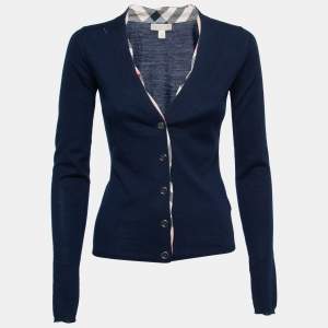 Burberry Brit Navy Blue Wool Knit Button Front Cardigan XS
