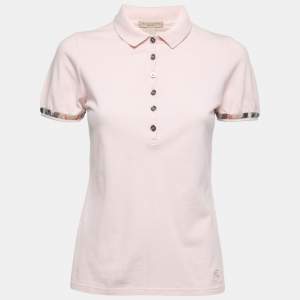 Burberry Brit Light Pink Cotton Knit Polo T-Shirt S