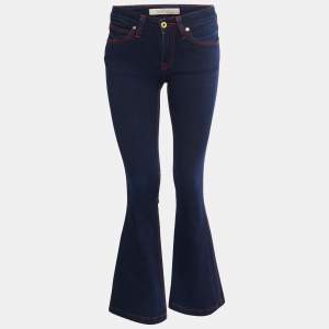 Burberry Brit Blue Stretch Denim Flared Jeans S Waist 26"