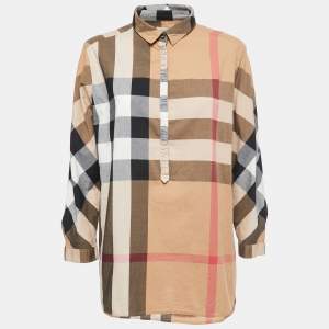 Pre Owned Burberry Brit Brown Nova Check Patterned Cotton Shirt XL
