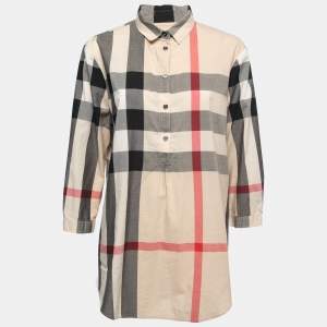 Burberry Brit Beige Nova Check Patterned Cotton Shirt XL