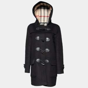 Burberry Brit Black Wool Toggle Duffle Coat M