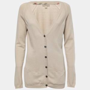 Burberry Brit Beige Cotton & Cashmere Buttoned Cardigan M