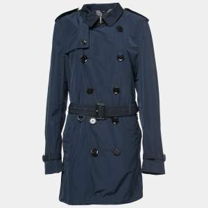 Burberry Brit Navy Blue Double-Breasted Belted Trenchcoat L