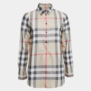Burberry Brit Beige/Metallic Nova Check Print Cotton Shirt S
