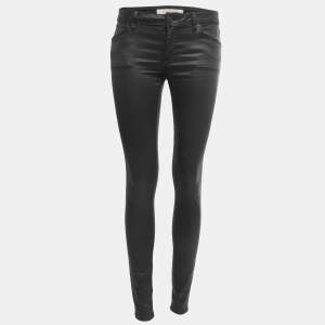 Burberry Brit Black Coated Cotton Low Rise Skinny Jeans S Waist 26"