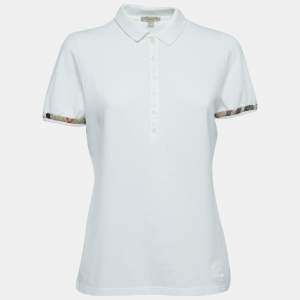 Pre Owned Burberry Brit White Cotton Pique Polo T-Shirt L
