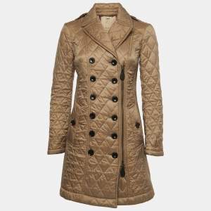 Burberry Brit Beige Nylon Double Breasted Coat XS