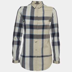 Burberry Brit Grey Checked Button Front Shirt XXS