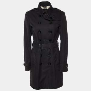 Burberry Brit Black Cotton Belted Trench Coat S