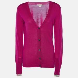 Burberry Brit Pink Merino Wool Knit Button Front Cardigan M