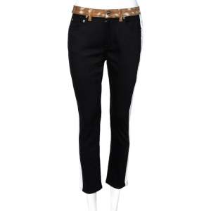 Pre Owned Burberry Black Contrast Paneled Denim Skinny Mid Rise Jeans M
