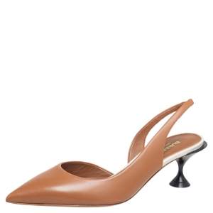 Burberry Tan Leather Leticia Slingback Pointed Toe Pumps Size 38
