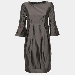 Burberry London Grey Silk Blend Pleated Short Dress S