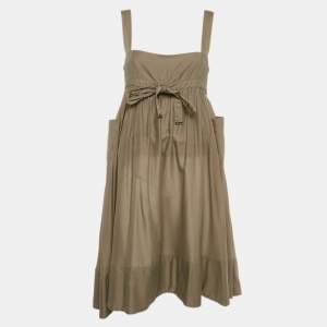 Burberry London Grey Cotton Sleeveless Flared Short Dress M