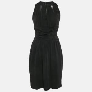 Burberry London Black Jersey Sleeveless Ruched Short Dress S