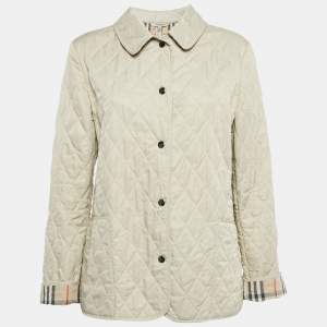 Burberry London Beige Synthetic Quilted Jacket M
