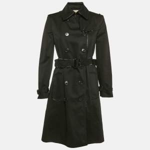 Burberry London Black Cotton Double Breasted Trench Coat M