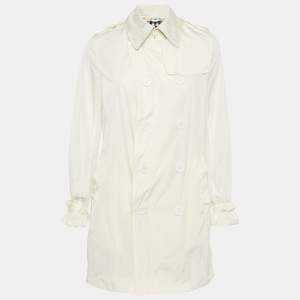 Burberry London White Nylon Double Breasted Trench Coat M