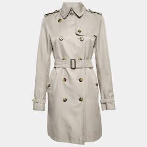 Burberry London Light Beige Gabardine Double Breasted Trench Coat S