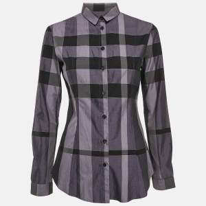 Burberry London Multicolor/Purple Tartan Check Cotton Button Front Shirt S