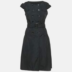 Burberry London Black Synthetic Double Breasted Sleeveless Short Dress S