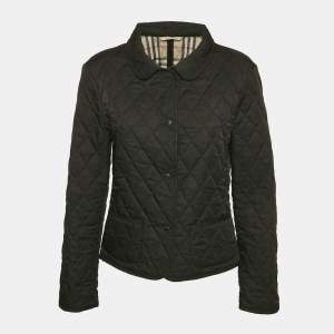 Burberry London Black Button Front Quilted Jacket M
