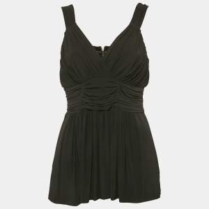 Burberry London Black Jersey Draped V-Neck Top M