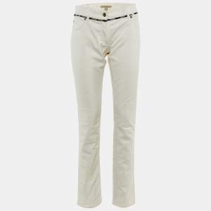 Pre Owned Burberry White Denim Straight Fit Jeans M Waist 32" 