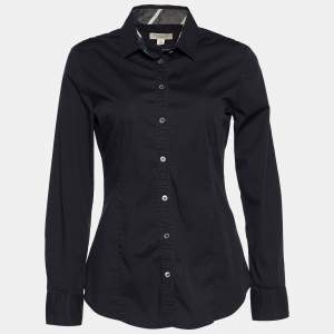 Burberry Black Stretch Cotton Button Front Shirt S