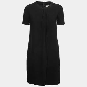 Burberry Black Crepe Pleated Mini Dress S