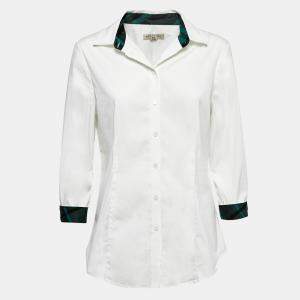 Burberry London White Cotton Blend Button Front Long Sleeve Shirt M